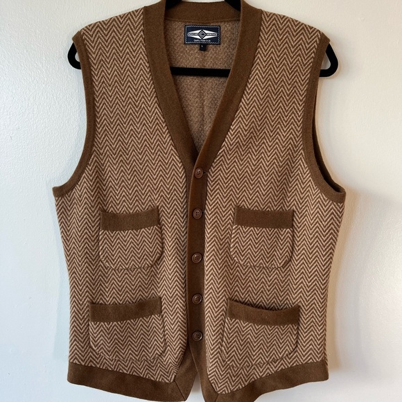 Oversized Brown Wool Vest (100% merino wool) - Picture 1 of 9